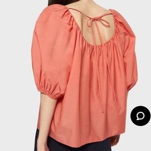 Theory Scoop Neck Top in Cotton Blend - coral
